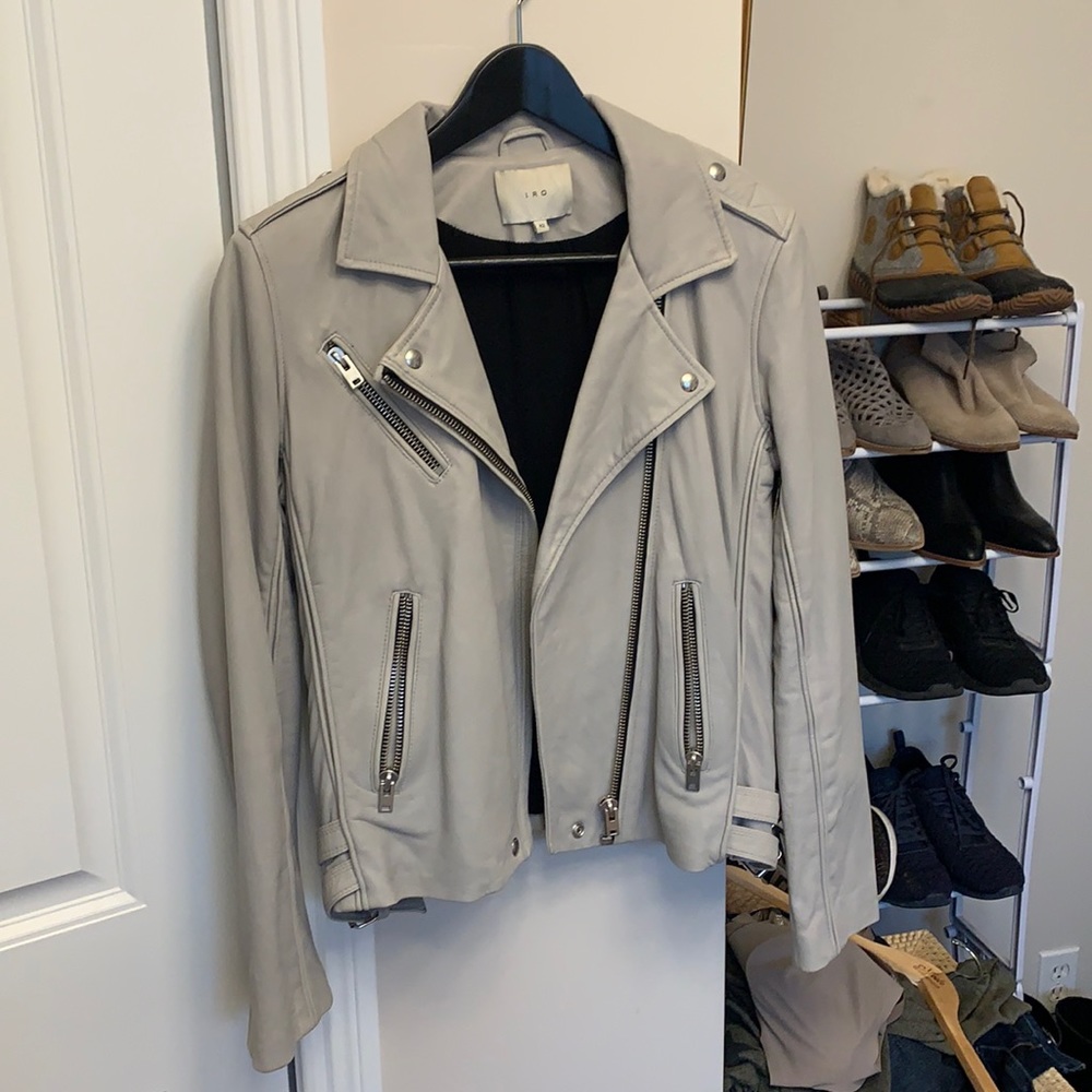 IRO tara leather jacket 42 grey